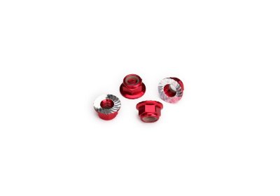 Traxxas 5 mm Red Aluminum Serrated Lock Nuts - 8447R