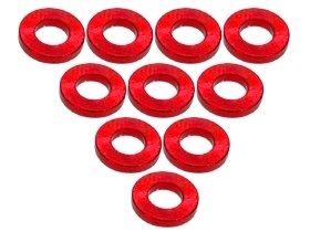 3Racing Red Aluminium M3 Flat Washer 1.0mm 10 Pcs - 3RAC-WF310/RE