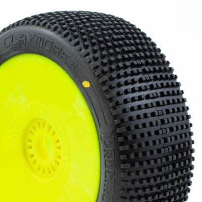 Procircuit PCY2002-C2 - CLAYMORE V2 Soft 1:8 Buggy Pre-Mounted Tyres Yellow Rims - 2 Pcs