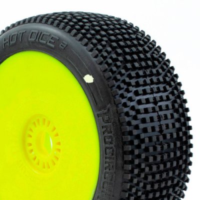 Procircuit PCY2003-C1 - Hot Dice C1 Super Soft 1:8 Buggy Pre-Mounted Tyres Yellow Rims - 2 Pcs