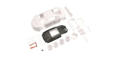 Kyosho MZN195 - White Bodyshell Audi R8 LMS Night-R Mini-Z + 2WD Rims