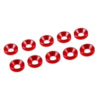 Ultimate UR1501-R - 3mm Red Aluminium Cone Washers - 10 Pcs
