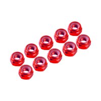 Ultimate UR1502-R - 3mm. Red Aluminium Nylon Lock Nutt - 10 Pcs