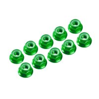 Ultimate UR1503-GR - 3mm. Green Flanged Aluminium Nylon Lock Nutt - 10 Pcs