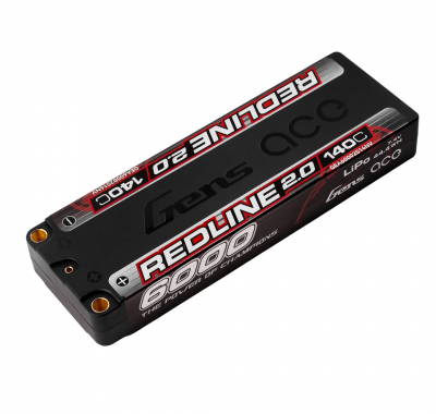 6000mAh Gens Ace RedLine 2.0 140C 2S1P 7.4V Hardcase LiPo Battery - GEA60002S14NV
